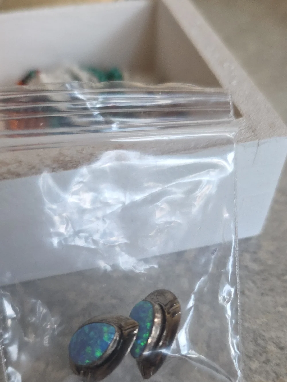 Blue Opal Accent Earrings - Unbranded